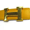 Auth HERMES H Belt - Yellow Black Veau Graine Couchevel Box Calf Square A Belt