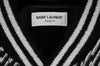 Saint Laurent Mens Teddy Bomber Jacket Size 54 XL Black White Chevron Wool