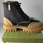 Gucci GG Boots Mens Size 11  Beige & Black Canvas & Rubber Upper Sole 100% Auth