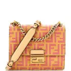 Fendi Kan U Shoulder Bag Zucca Embossed Leather Small