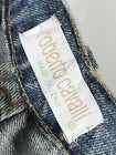 ROBERTO CAVALLI BLUE EMBROIDERED CUT OUT JEANS