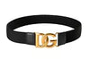 Dolce & Gabbana Black Leather Metal DG Logo Buckle Belt US 34