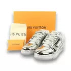 LOUIS VUITTON Silver Mirror LV Trainer Sneaker Virgil Abloh