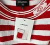 Chanel Logo White Red Stripe Dress