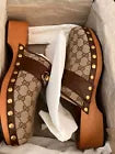 Gucci Men's Studded Canvas GG Logo Clog SZ 13 US  Horse Bit New Slip On