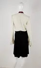 Gucci Web Bow Beige Black Lotus Leaf Long Sleeve Dress Size L