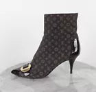 Louis Vuitton Monogram Brown Canvas and Patent Leather Booties Size 40 USED