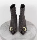 Louis Vuitton Monogram Brown Canvas and Patent Leather Booties Size 40 USED