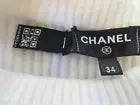 CHANEL White/Black/Turquoise Crew Neck Pullover Sweater