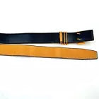 HERMES H Logo Reversible Belt Gold Hardware Beige x Navy Blue Leather Authentic