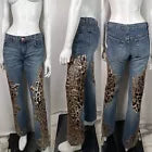 ROBERTO CAVALLI BLUE EMBROIDERED CUT OUT JEANS