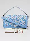 Burberry Cornflower Blue/White Leather/Fabric/Sequin Top Handle Small Note Bag