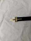 Tom Ford Men’s Black Leather Gold Metal T-Buckle Decorated Belt 34”/85cm