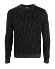 FENDI FF Monogram Allover Men's Pullover Sweater Size 50 Large New In Black