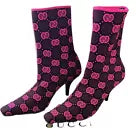 Gucci gg women’s knit ankle boots-black/bright pink size