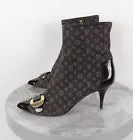 Louis Vuitton Monogram Brown Canvas and Patent Leather Booties Size 40 USED