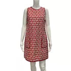 Valentino Red Tan Beige Logo V Monogram Dress