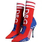 DOLCE & GABBANA Red Blue Stretch Sock Style Ankle Boots Logo EU39 / US8.5