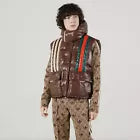 GUCCI X ADIDAS VEST JACKET PADDED DOWN HOODED WEB 3 STRIPES SZ 50 L