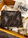 Brand New Fendi Black/brown Zucca Embossed Leather Small Kan U Shoulder Bag..