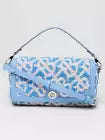 Burberry Cornflower Blue/White Leather/Fabric/Sequin Top Handle Small Note Bag