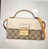 Gucci Monogram Canvas Calfskin Mini Padlock Handle Bag