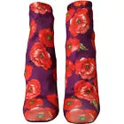 DOLCE & GABBANA Shoes Purple Floral Jersey Stretch Boots EU39 / US8.5