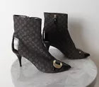 Louis Vuitton Monogram Brown Canvas and Patent Leather Booties Size 40 USED