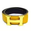 Auth HERMES H Belt - Yellow Black Veau Graine Couchevel Box Calf Square A Belt