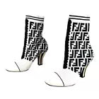 FENDI Black & White Rockoko Knit Stretch Sock Bootie