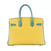 Hermès 30cm Birkin HSS Mimosa/Bleu Paon Crocodile Brushed Gold Hardware