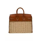 Hermès 25cm Birkin Picnic Fauve Barenia Leather/Osier Wicker Palladium Hardware