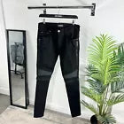 Amiri MX2 Leather Panel Jeans In Black