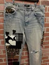 Amiri Patch Jeans Denim Black Patch 100% Authentic Size 36