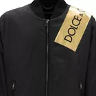 DOLCE & GABBANA DG Gold Logo Padded Zip Bomber Jacket Black IT 56 2XL