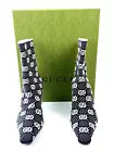 NEW GUCCI GG Monogram Knit Socks Ankle Women's Heel Boots