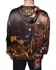 Dolce & Gabbana Marbled Print Silk Half Zip Hoodie Shirt