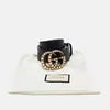 Gucci Black Leather GG Marmont Pearl Embellished Buckle Belt 100CM