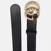 Gucci Black Leather GG Marmont Pearl Embellished Buckle Belt 100CM