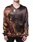 Dolce & Gabbana Marbled Print Silk Half Zip Hoodie Shirt