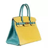 Hermès 30cm Birkin HSS Mimosa/Bleu Paon Crocodile Brushed Gold Hardware