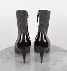 Louis Vuitton Monogram Brown Canvas and Patent Leather Booties Size 40 USED