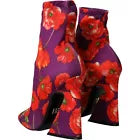 DOLCE & GABBANA Shoes Purple Floral Jersey Stretch Boots EU39 / US8.5