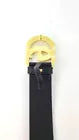 New Gucci Interlocking Shinny Gold G Buckle Black Leather Belt Size 110 - XXL