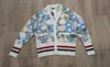 THOM BROWNE Stripe Trim Floral Cashmere Cardigan Sweater 4 US XL