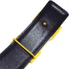 Auth HERMES H Belt - Yellow Black Veau Graine Couchevel Box Calf Square A Belt