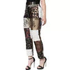 DOLCE & GABBANA Pants Multicolor Patchwork Jacquard High Waist  IT46/US12/XL