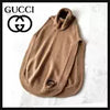 GUCCI Turtleneck Knit Poncho Vest Brown GG Logo Cape