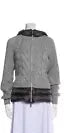 Moncler Sweater Down Combo Jacket Hood Gray Cable Women L