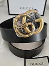 GUCCI Snake Belt Black Leather Size 100cm 34/36